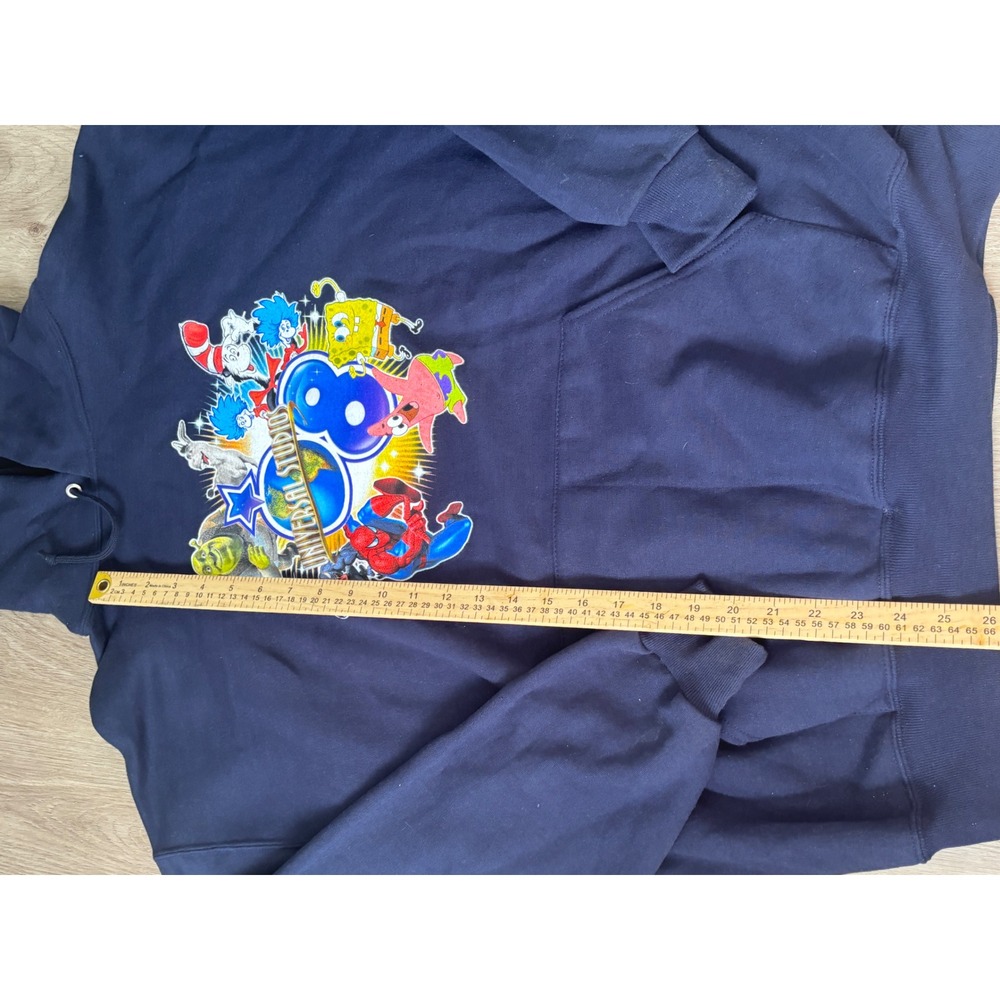 Universal Studios Islands of Adventure Navy Blue Graphic Hoodie Shrek Spongebob - Picture 4 of 6
